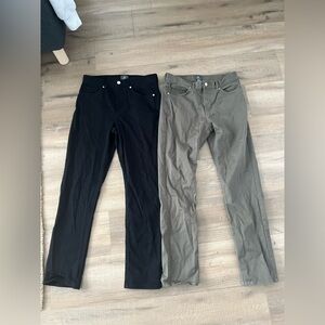 H&M Slim fit pants in Black and Olive Green